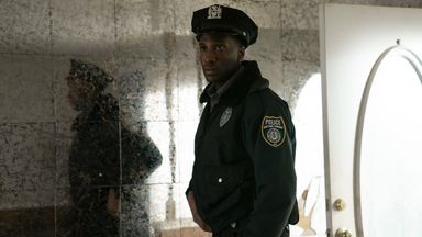 Justin Hurtt-Dunkley as Officer Ronald Trammel in new Kate Winslet drama Mare of Easttown. Pic: Sky UK/HBO